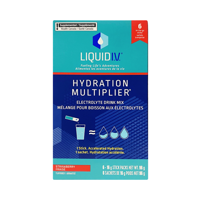 Liquid IV - Hydration Multiplier Electrolyte Drink Mix, Strawberry | 6 Packs