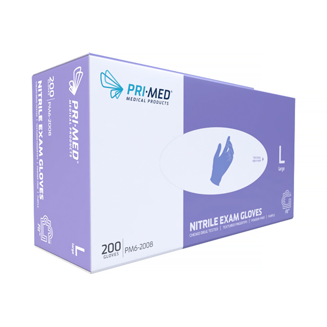 PRI-MED - Gants d'examen en nitrile - Grand | 200 gants x 1 boîte
