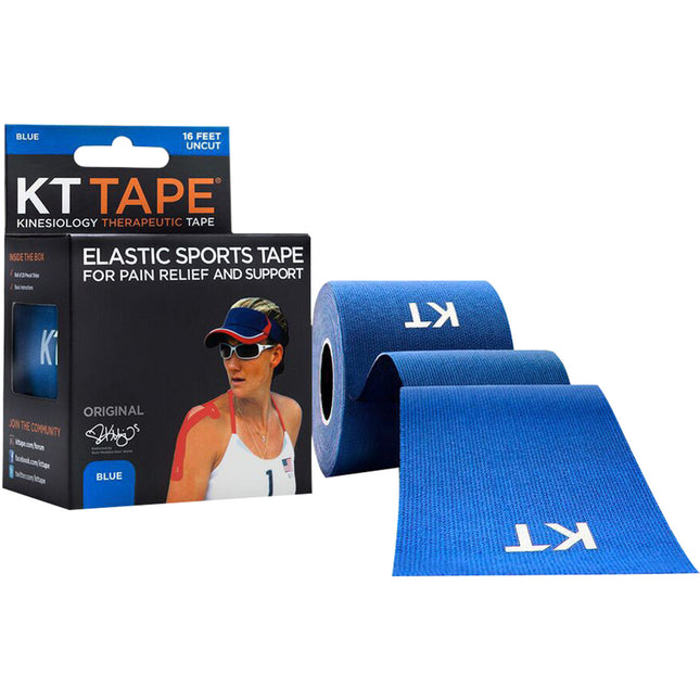 KT Tape - Bande thérapeutique de kinésiologie - Tissu de performance en coton original - Bleu | 1 rouleau, 20 bandes prédécoupées (25 cm)
