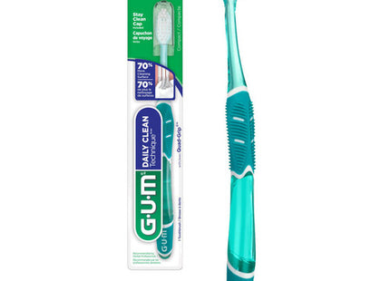 GUM - Brosse à dents Daily Clean Technique avec capuchon - Poils doux | 1 brosse à dents avec capuchon