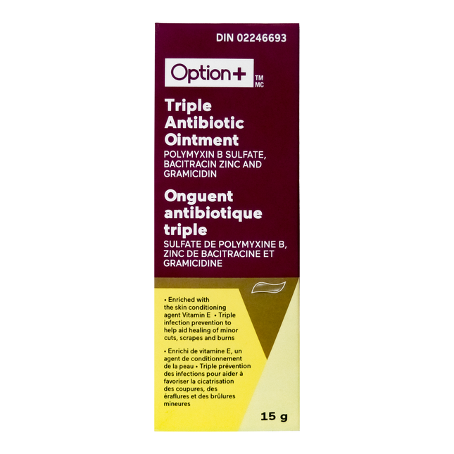 Option+ Pommade triple antibiotique enrichie en vitamine E | 15g
