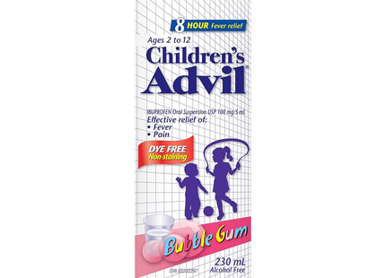 Advil liquide pour enfants – Soulagement de la fièvre pendant 8 heures pour les enfants de 2 à 12 ans, saveur gomme balloune | 230 ml