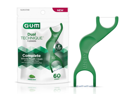 GUM - Fil dentaire double technique 2 en 1 - Menthe fraîche | 50 unités