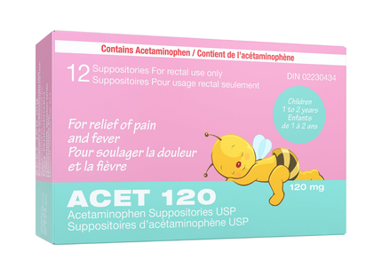 Norwell - ACET 120 mg pour enfants de 1 à 2 ans | 12 suppositoires
