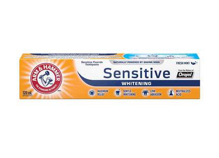 Arm & Hammer - Dentifrice blanchissant au fluor pour dents sensibles, menthe fraîche | 120 ml