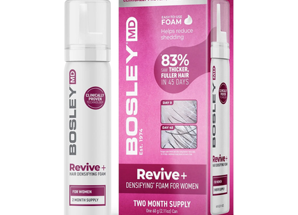 Bosley - Revive+ Mousse densifiante pour femmes | 2 mois d'approvisionnement - 60 g
