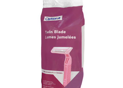 Rasoirs à double lame Option+ avec bande lubrifiante pour femmes | 12 rasoirs