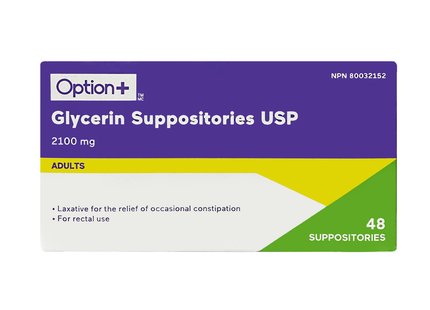 Option+ Glycerin Suppositories for Adults | 48 Suppositories