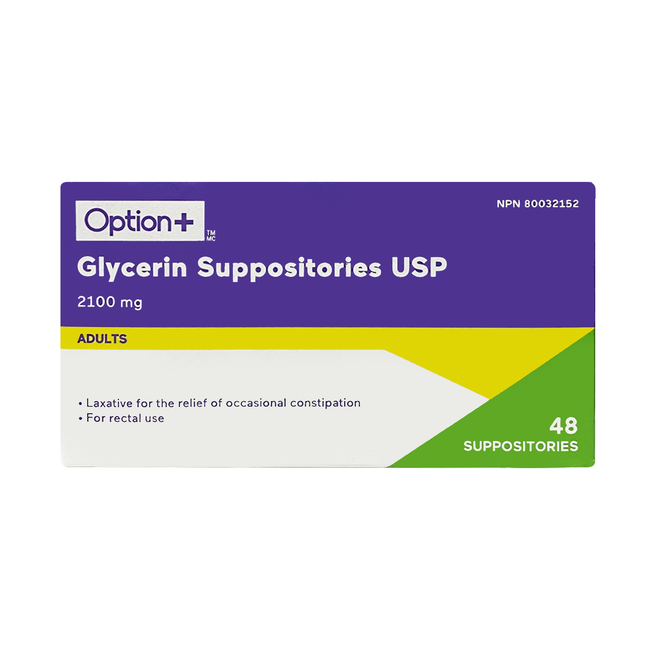Option+ Glycerin Suppositories for Adults | 48 Suppositories