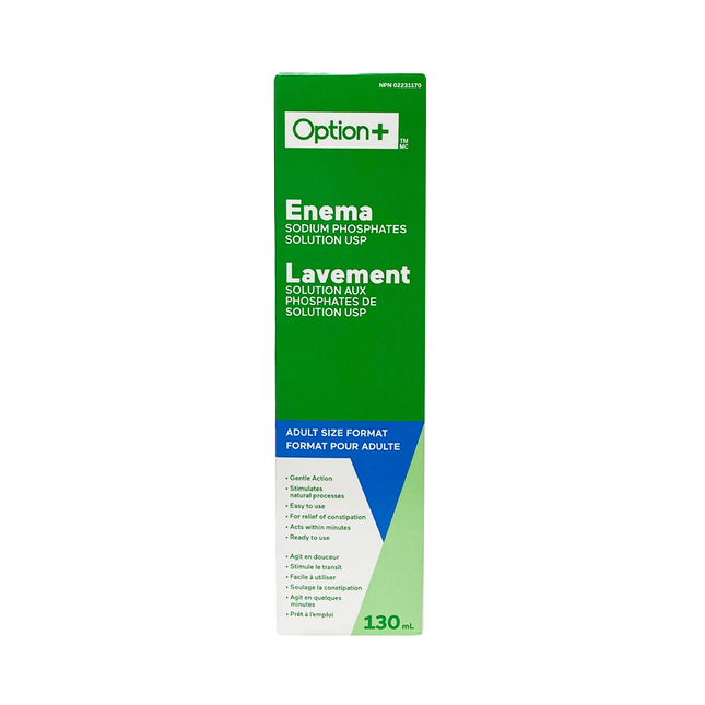 Option+ Enema Sodium Phosphates Solution USP Adult Size | 130 mL