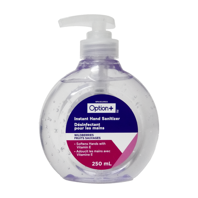Option+ Désinfectant instantané pour les mains, parfum baies sauvages | 250 ml