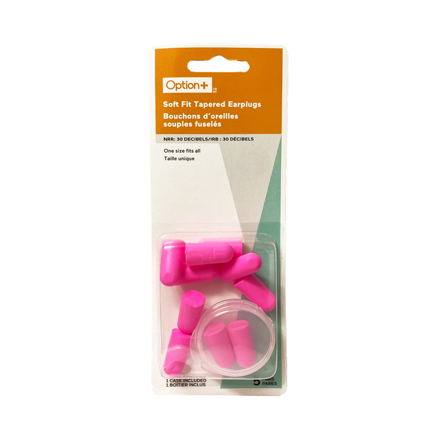 Bouchons d'oreille coniques Option+ Soft Fit avec étui | 5 paires + 1 étui