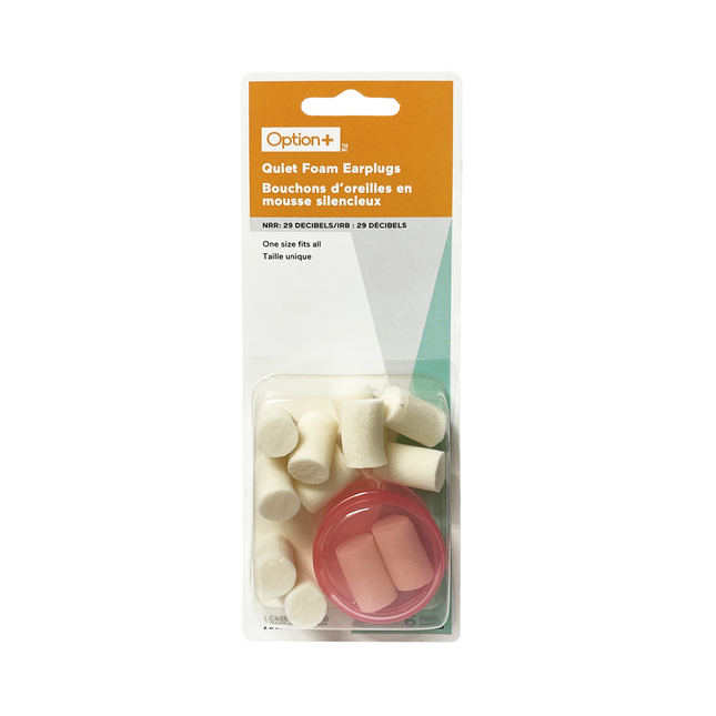 Option+ Bouchons d'oreille en mousse silencieux avec étui | 6 paires + 1 étui