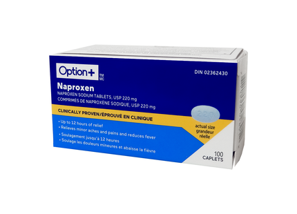 Option+ Naproxen Sodium Tablets USP 220 MG - 12HR | 100 Caps