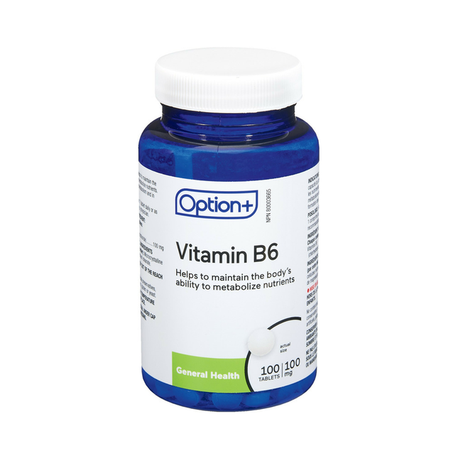 Option+ Vitamine B6 100 mg | 100 comprimés