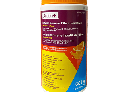 Option+ Laxatif à base de fibres naturelles, texture onctueuse, saveur orange/sans sucre | 661 g