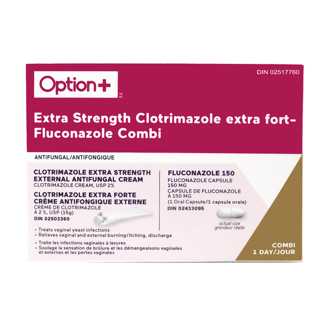 Option+ Extra Strength Clotrimazole Antifungal Cream & Capsule | 15 g + 1 Capsule