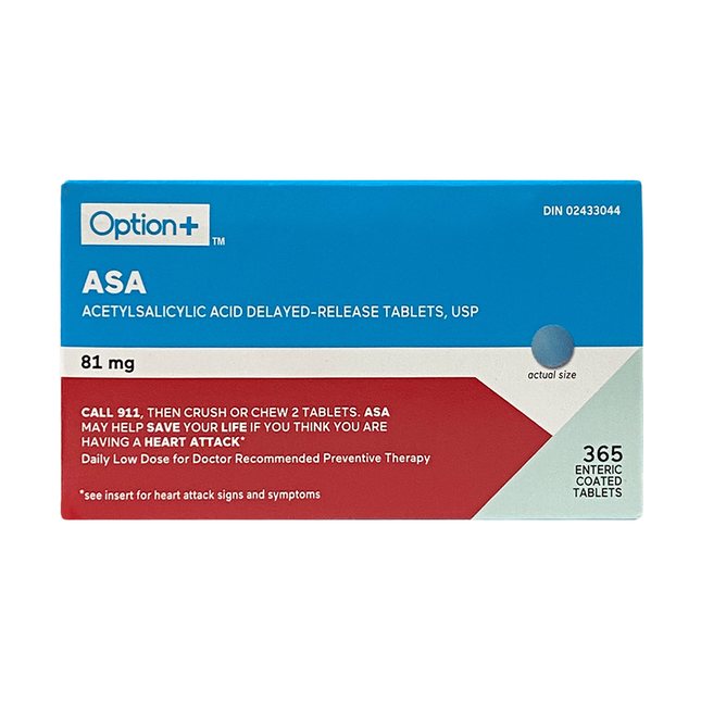 Option+ ASA USP 81 mg | 365 comprimés