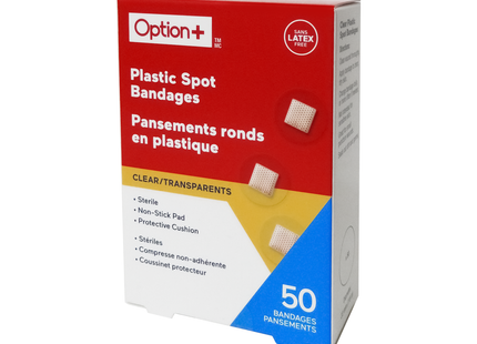 Option+ Pansements en plastique transparents | 50 pansements