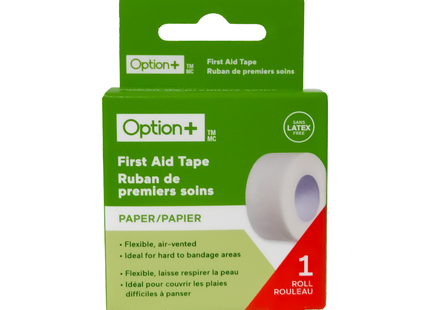 Option+ - Ruban de premiers secours 2,5 cm x 9,1 m | 1 rouleau
