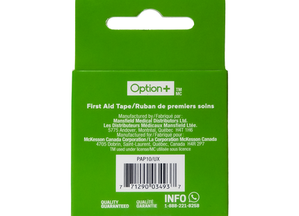Option+ - Ruban de premiers secours 2,5 cm x 9,1 m | 1 rouleau