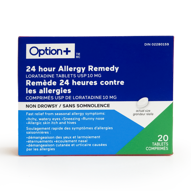 Option+ Remède 24 heures contre les allergies | 20 comprimés