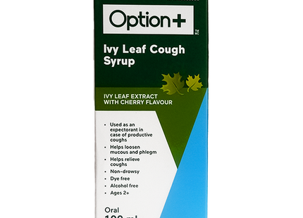 Option+ Sirop contre la toux à la feuille de lierre, saveur cerise | 100 ml