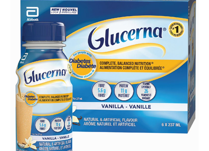 Glucerna – Substitut de repas pour le diabète, vanille | 6 x 237 ml