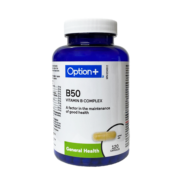 Option+ B50 Complexe de vitamines B | 120 gélules