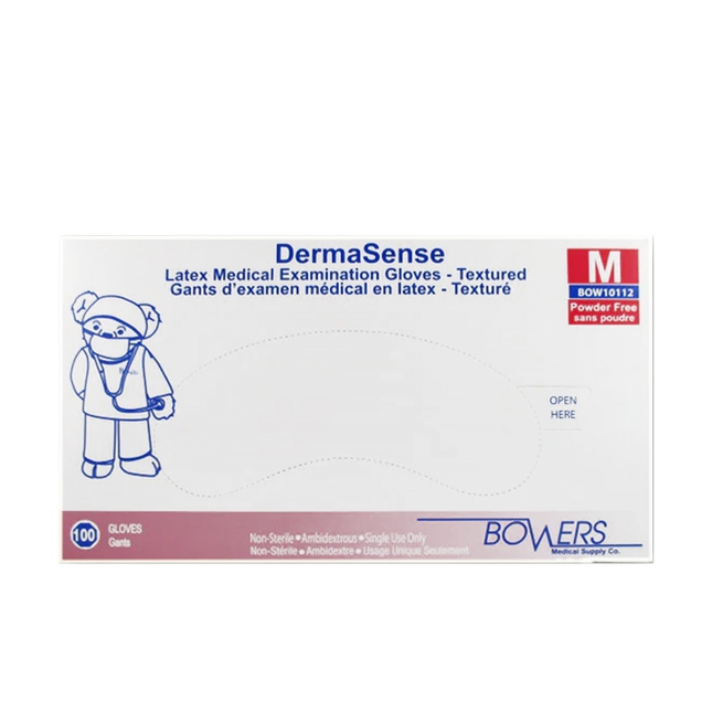Bowers - DermaSense Latex Powder Free Medical Examination Gloves Medium | 100 pack