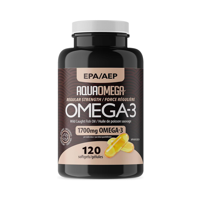 Aquaomega - Wild Caught Fish Oil Omega-3, Regular Strength 1700mg EPA | 120 Softgels