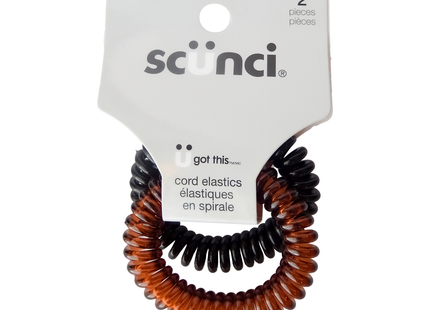 Scunci - U Got This Cord Elastics, Noir/Auburn | 2 pièces