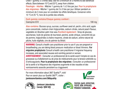 Jamieson - CoQ10 100 mg, saveur pêche juteuse | 60 bonbons gélifiés