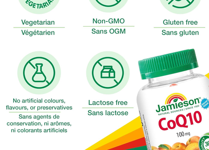 Jamieson - CoQ10 100 mg, saveur pêche juteuse | 60 bonbons gélifiés