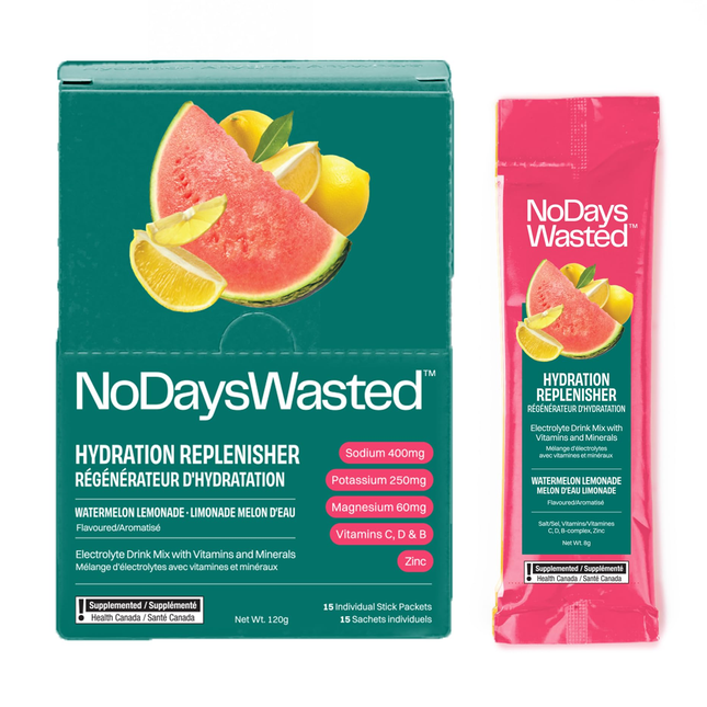 No Days Wasted - Hydration Replenisher, Watermelon Lemonade | 15 Packets