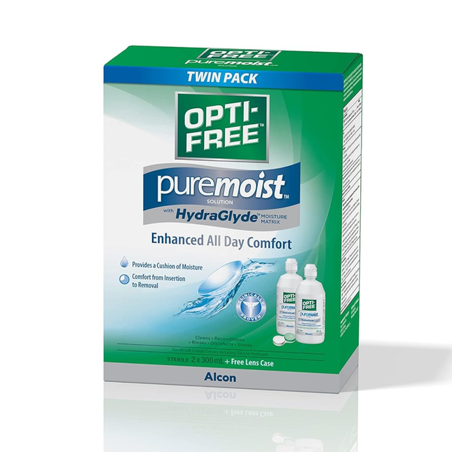 Opti-Free - Solution de contact PureMoist avec HydraGlyde | 2 x 300 ml