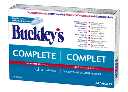 Buckley's - Gels liquides complets pour la nuit | 24 gels liquides