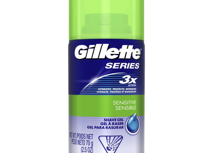 Gillette - Gel à raser 3x Action pour peaux sensibles - Format voyage | 70g