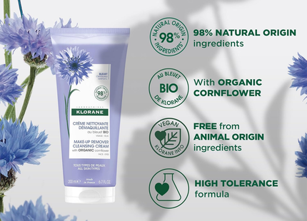 Klorane - Crème nettoyante démaquillante au bleuet bio | 200 ml