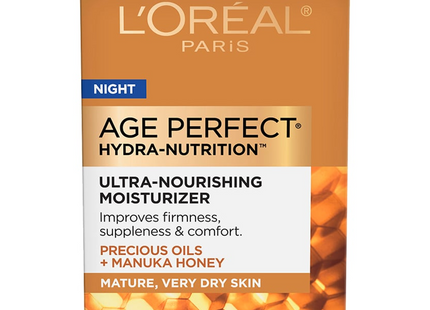 L'Oréal - Age Perfect Hydra-Nutrition Soin de Nuit Ultra-Nourrissant, Huiles Précieuses + Miel de Manuka | 50 mL