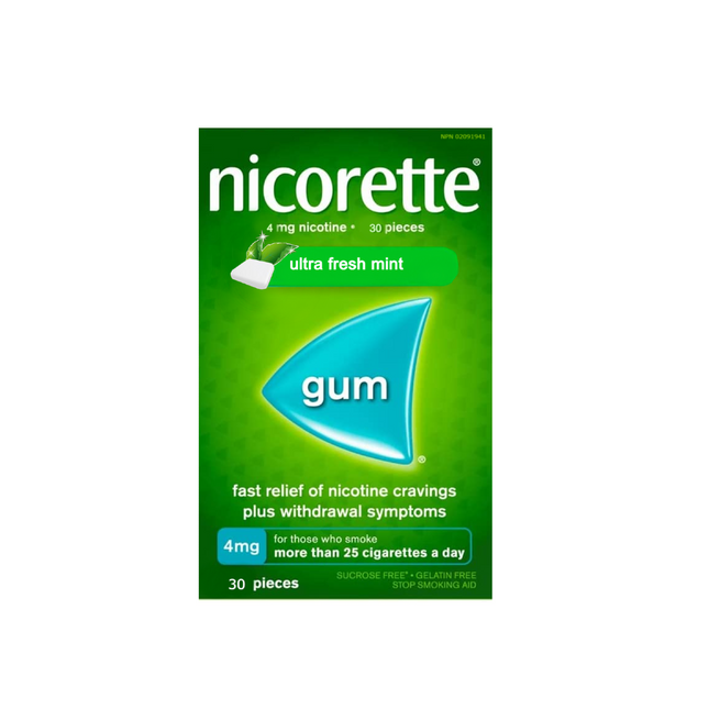 Nicorette - 4mg Nicotine Gum - Ultra Fresh Mint | 30 Pieces