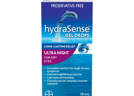 HydraSense - Gouttes oculaires en gel pour la nuit, traitement pour les yeux secs et soulagement durable | 10 ml