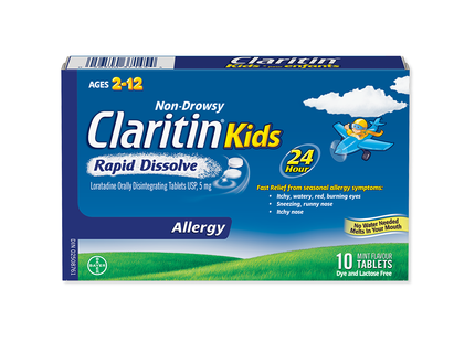Claritin Kids - Comprimés contre les allergies à dissolution rapide sans somnolence - 2 à 12 ans | 10 comprimés