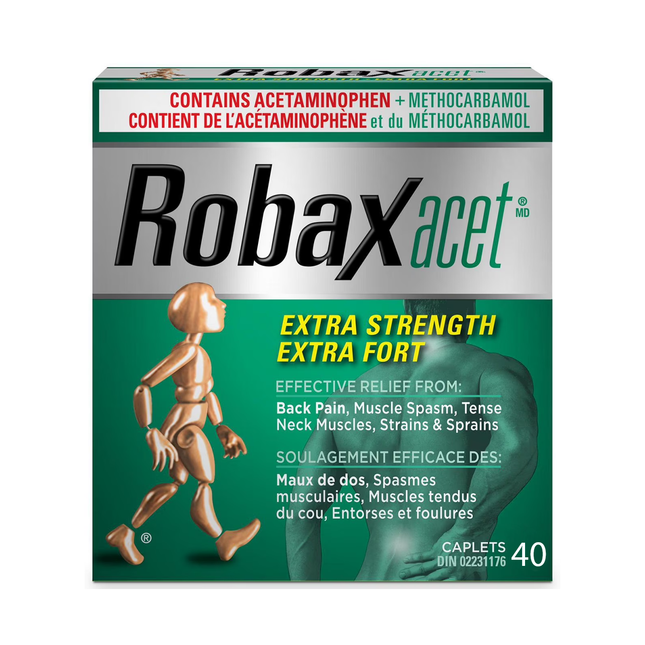Robaxacet – Soulagement des douleurs dorsales et musculaires – Extra fort | 40 comprimés