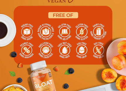 Suku Vitamins - De Bloat Supplement, Berry Peachy Flavour | 60 Gummies