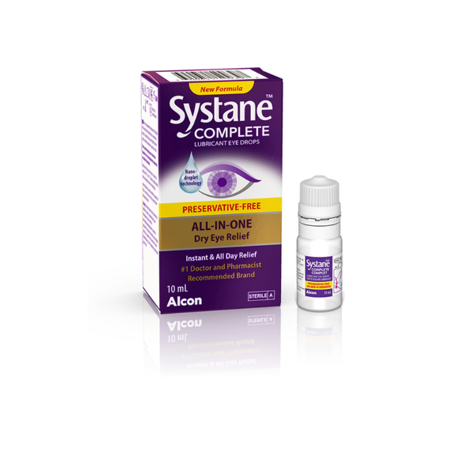 Systane Complete - Soulagement tout-en-un des yeux secs - Gouttes oculaires lubrifiantes sans conservateur | 10 ml stérile