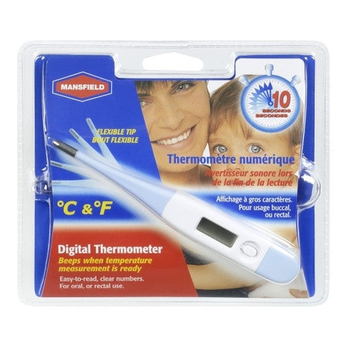 Mansfield - Thermomètre numérique - Résultats en 10 secondes | 1 Thermomètre avec étui en plastique + Instructions