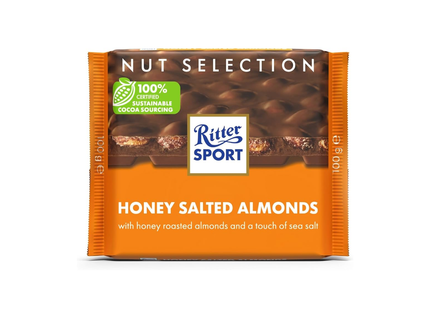 Ritter Sport - Tablette de chocolat au lait avec amandes au miel et au sel de mer | 100 g