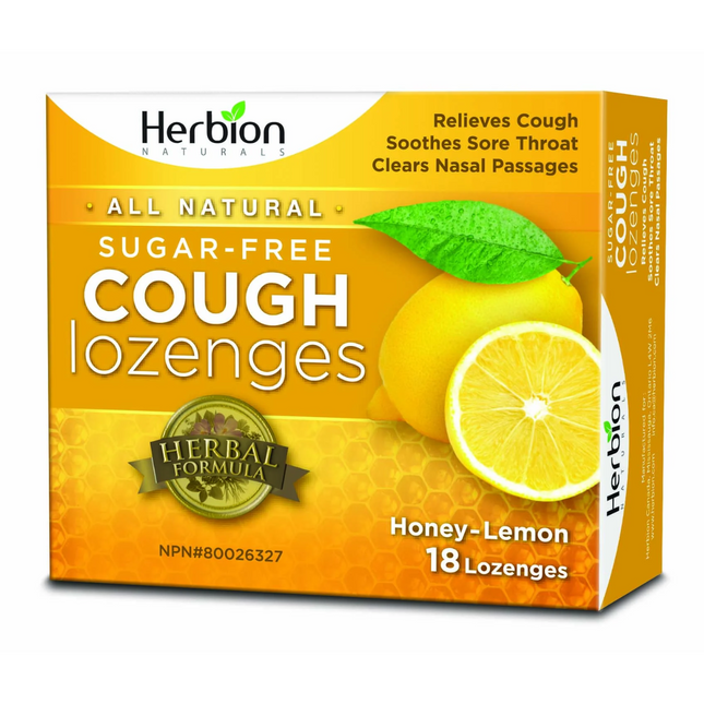 Herbion Naturals - Pastilles contre la toux sans sucre, miel-citron | 18 pastilles