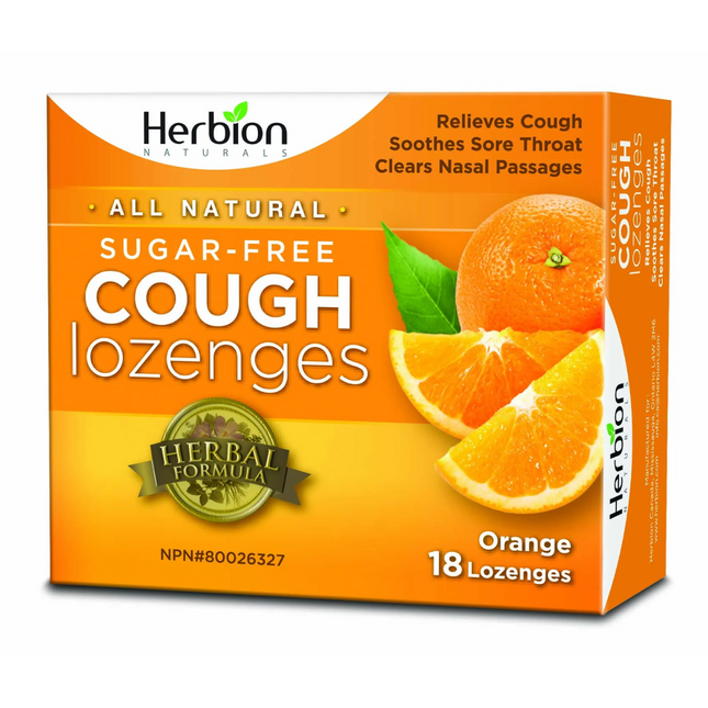 Herbion Naturals - Pastilles contre la toux sans sucre, orange | 18 pastilles